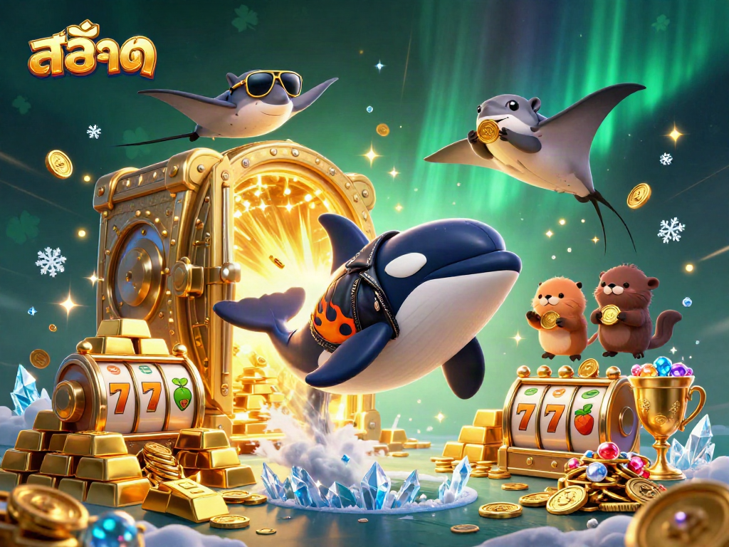 Engage with สล็อต themed gaming featuring playful sea creatures amid a treasure-filled scene.