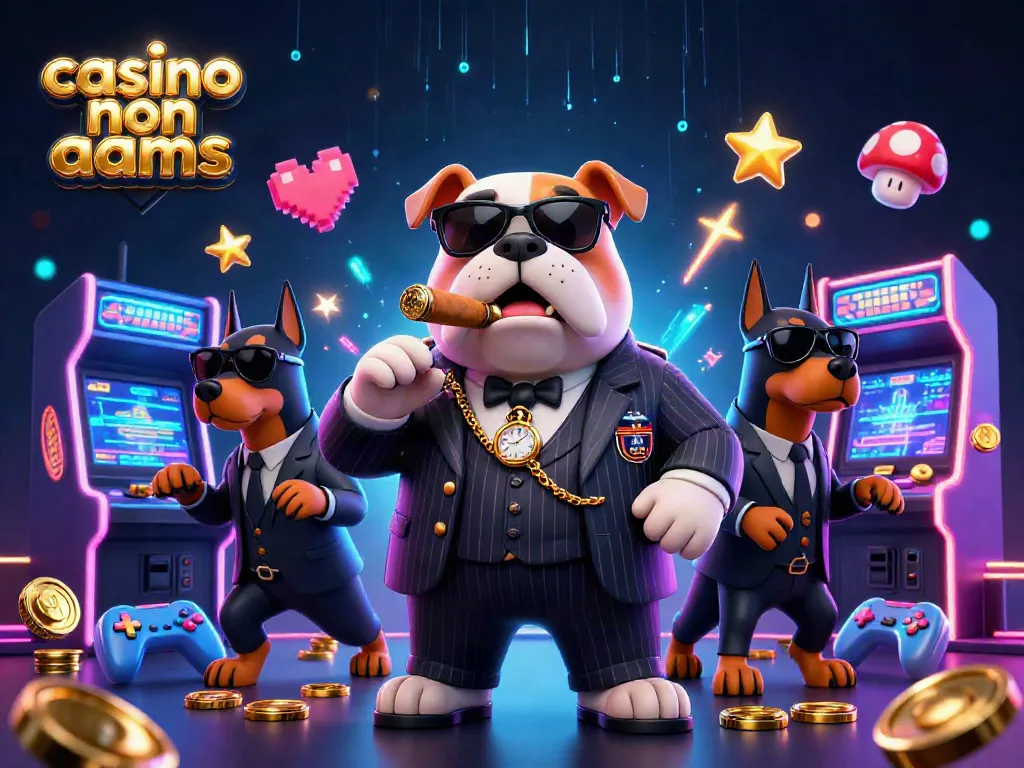 Scopri il casinò non AAMS: il bulldog mafioso con bodyguard circondati da macchine di gioco 3D.