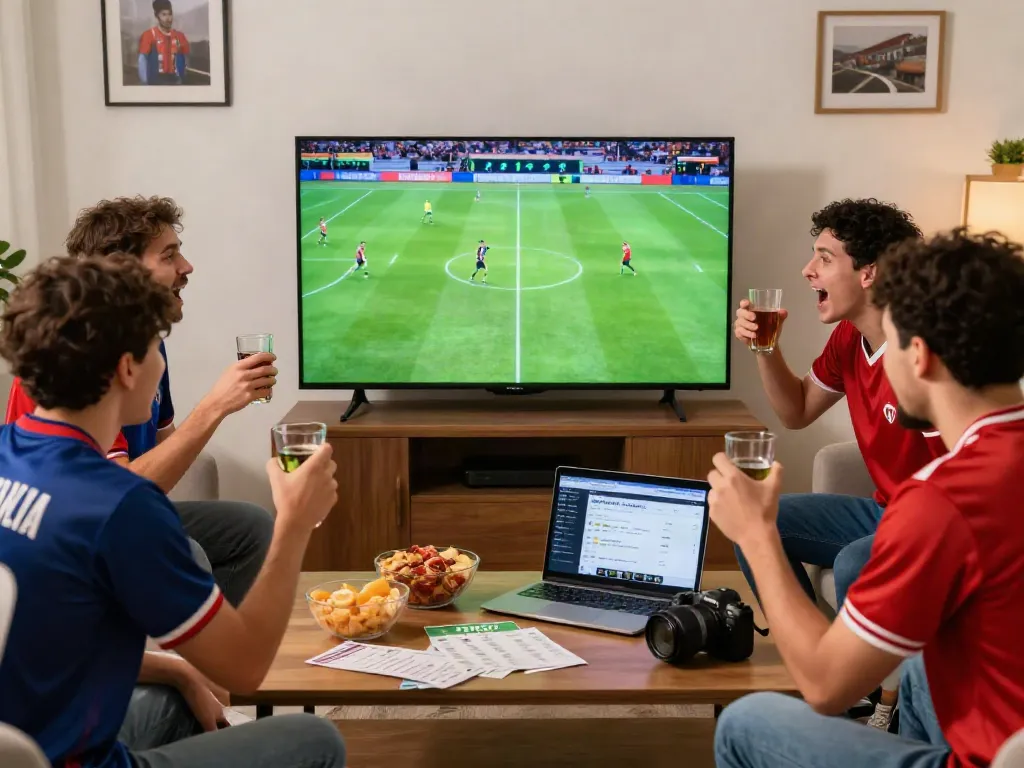 WWBOLA betting excitement with friends watching a live football match
