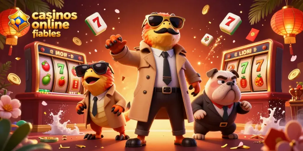 Ronda una vista de "casinos online fiables" con raptores y un bouncer en un ambiente vibrante de casino.