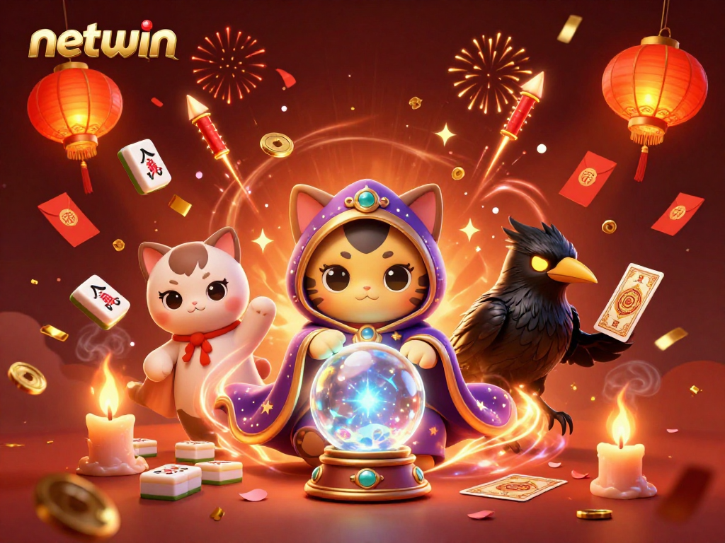 Experience the magic of netwin with a mystical scene of fortune, luck, and online gaming excitement.