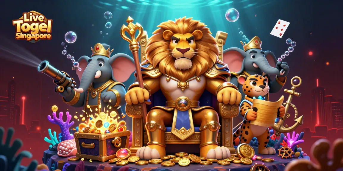 Engage with Live Togel Singapore as the majestic lion king oversees precious lottery treasures.