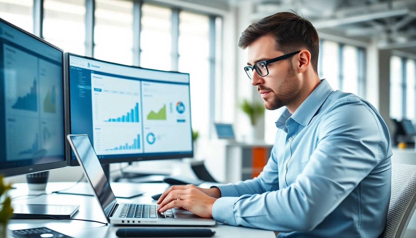 Maximize efficiency with a linkedin data extraction tool used by a professional in a modern workspace.
