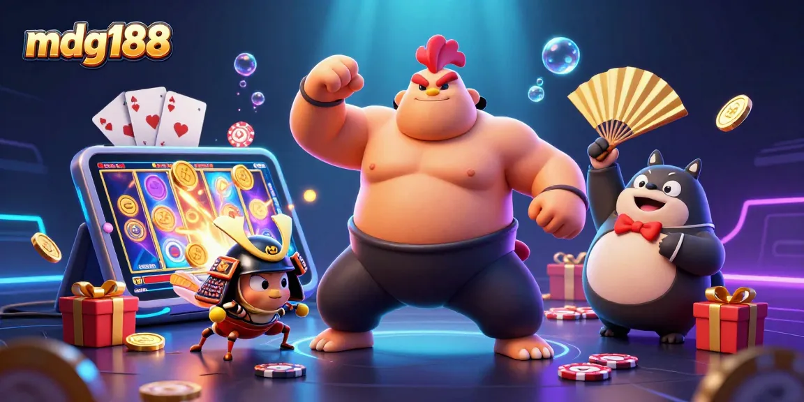 Engage with mdg188's dynamic online gaming scene featuring exciting slot elements and charismatic characters.