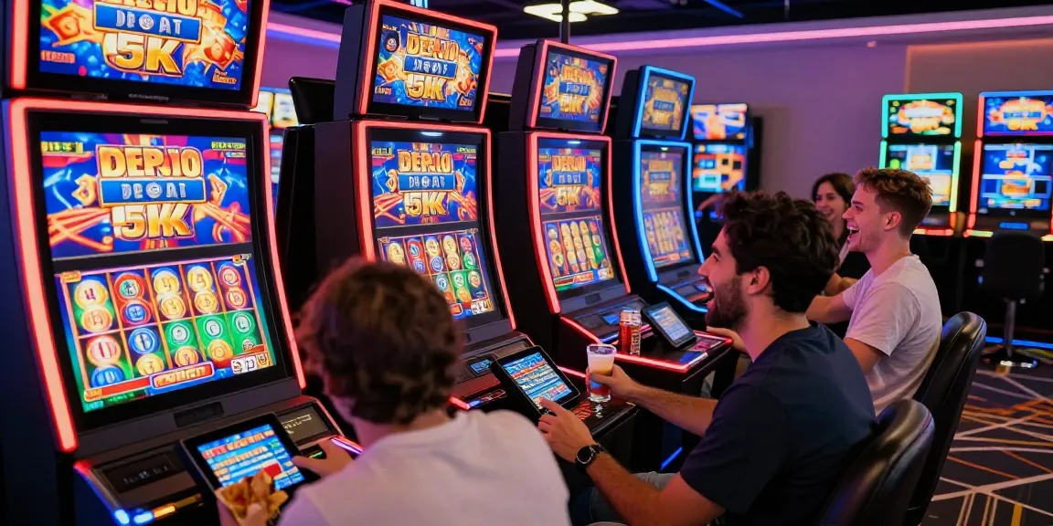Exciting online gaming scene with players enjoying slot depo 5k games and vibrant visuals.