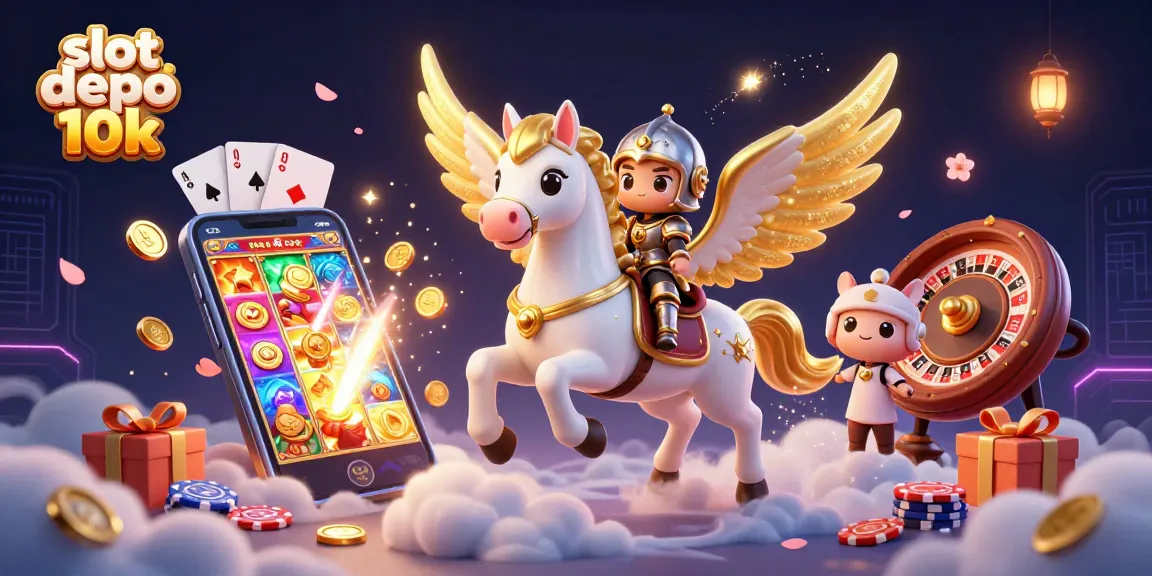 Experience thrilling wins with slot depo 10k in this 3D casino adventure illustration.