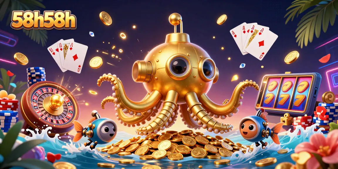 Engage with 58h58h in an immersive underwater casino scene, showcasing vibrant characters and exciting gaming elements.