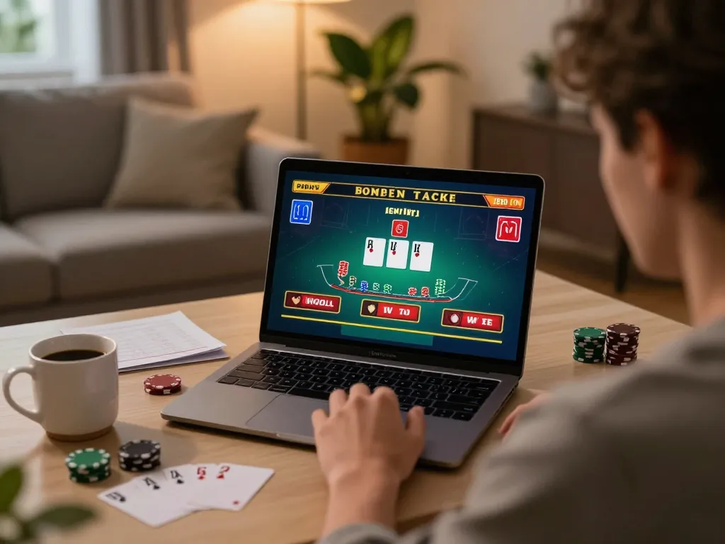 Engaging in blackjack at home with 58win, showcasing interactive online gaming experience.