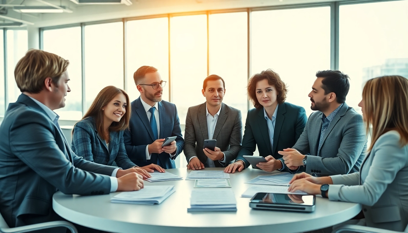 Collaborative professionals discussing Acquisition Planning/Strategy Capture Management strategies in a modern office.