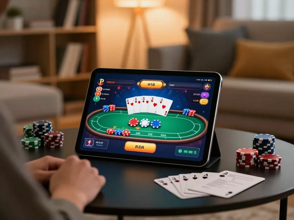 Players enjoy an engaging session on the okwin app while managing their poker strategy.