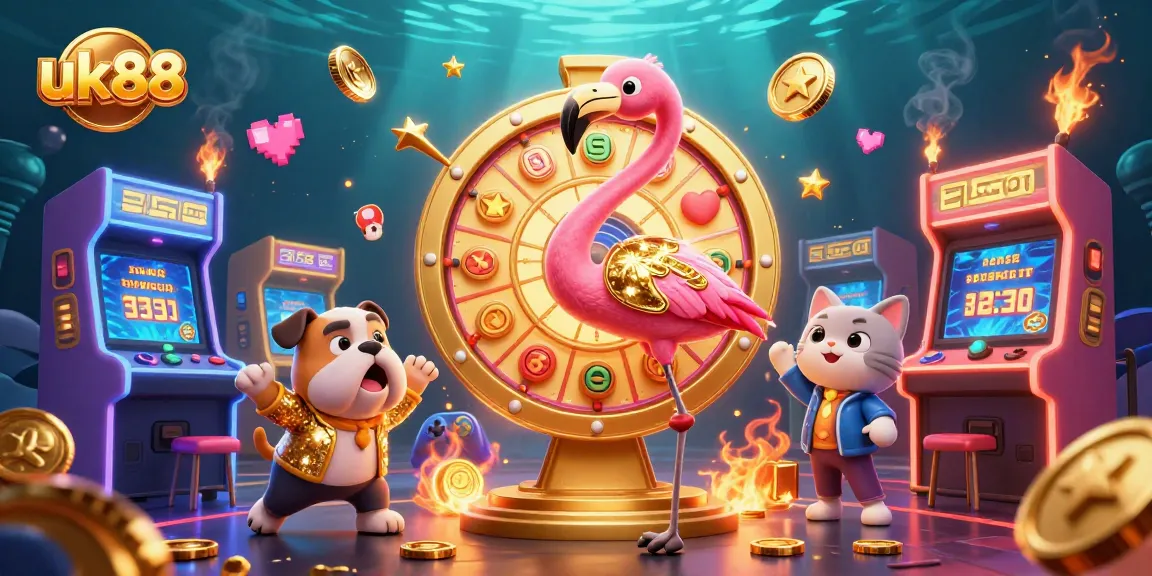 Spin prizes with excitement at uk88 in a vibrant 3D gambling scene full of rewards and gaming elements.