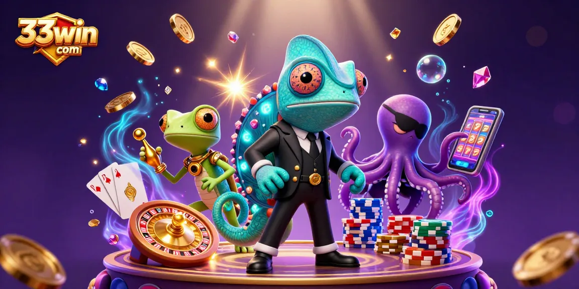Experience the thrill of winning with 33win com amidst cascading gold coins and vibrant casino action.