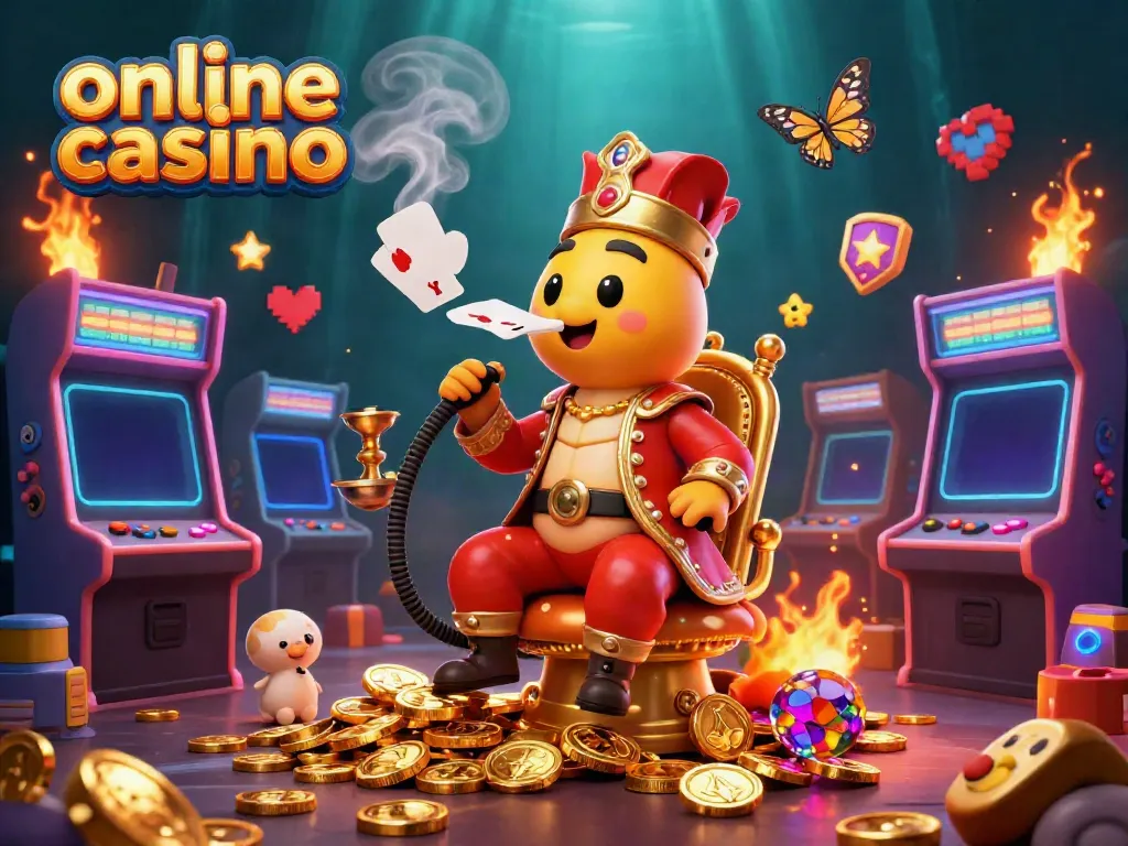 Engaging online casino scene with a cartoon caterpillar master and vibrant gaming elements.