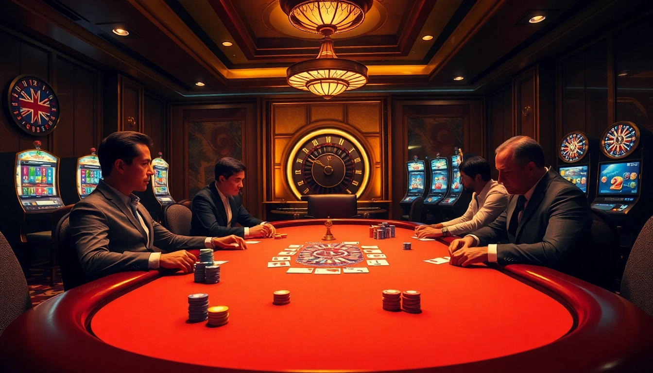 Suasana menarik pemain IDN Poker yang menikmati permainan online yang mendebarkan dengan chip dan kartu berwarna-warni.