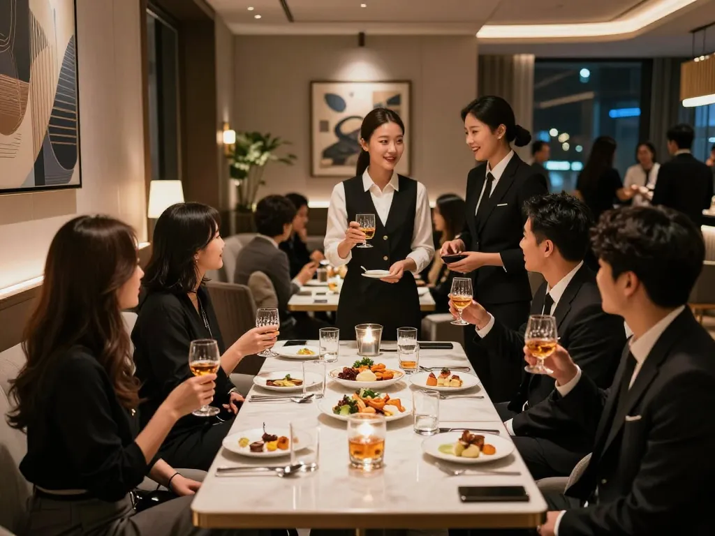 Experience the luxurious atmosphere of 강남쩜오 with elegant decor, premium drinks, and lively interactions.
