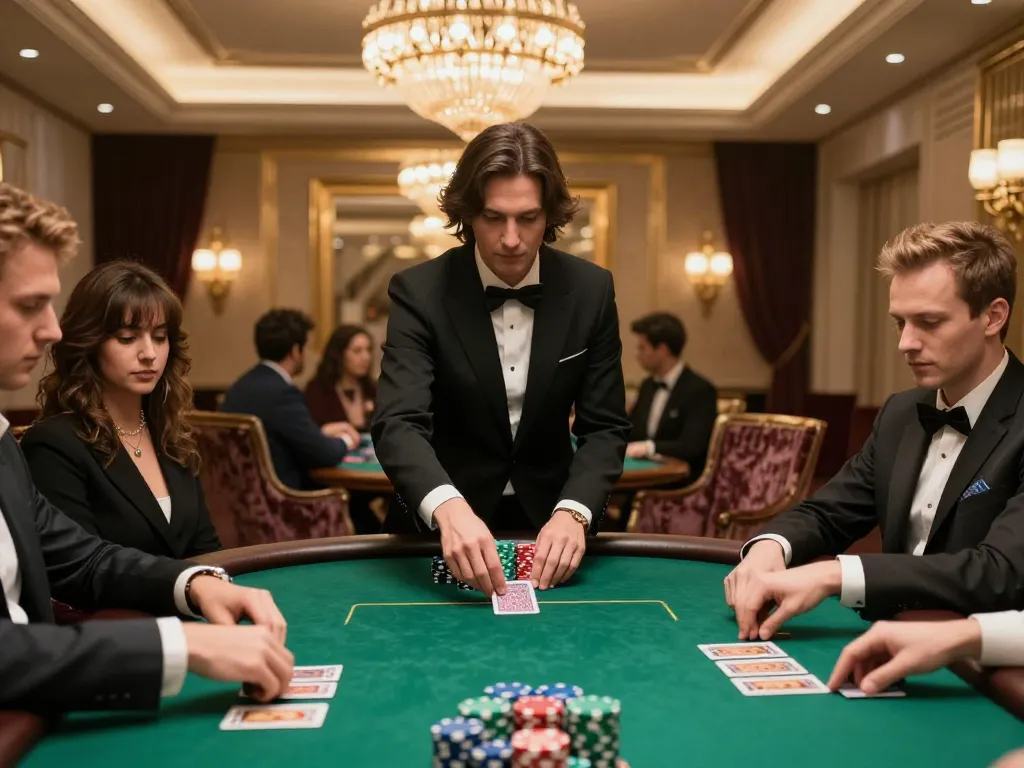 Engaged players at VIP poker table strategizing during intense vipwin game