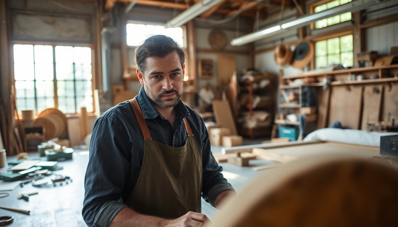 Artisan demonstrating craft training programs in a vibrant workshop, showcasing skills and creativity.