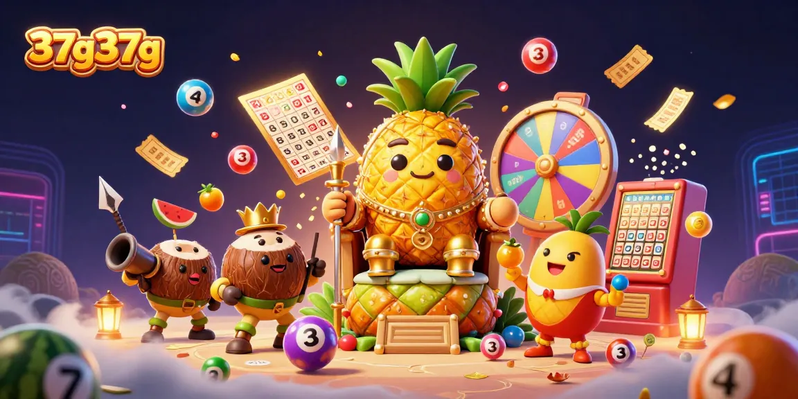 Engage with the vibrant lottery scene in this 37g37g-themed 3D illustration showcasing exciting gameplay elements.