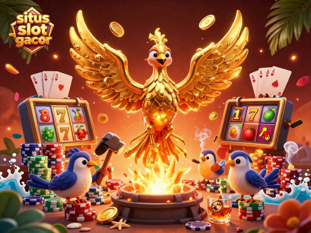 Experience the thrill of the situs slot gacor with vibrant slot reels and golden phoenix winning coins