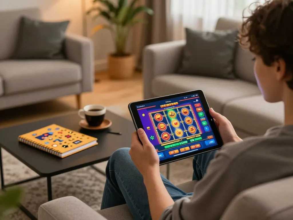 Person engaged in online gameplay at home, focusing on casino app, embodying casino online stranieri sicuri.