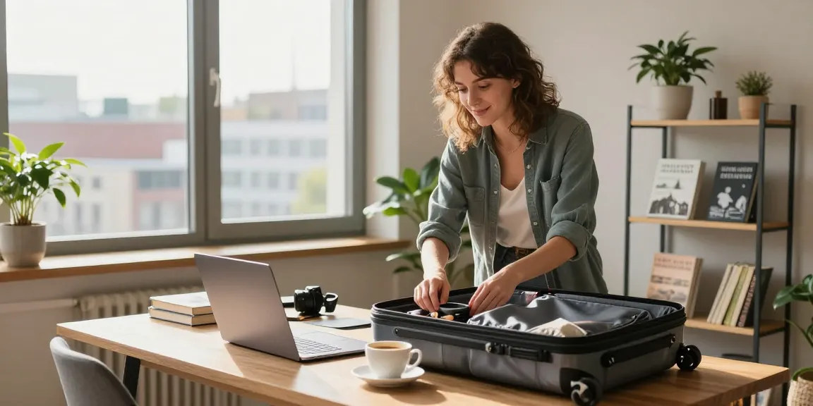 Gemütliches Monteurzimmer Hannover für Geschäftsreisende mit Laptop und Stadtblick.