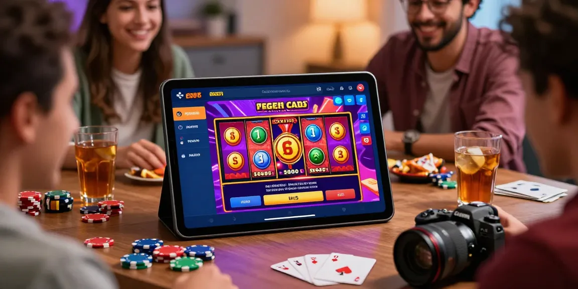 Friends enjoying online slots at casinos that accept credit cards.