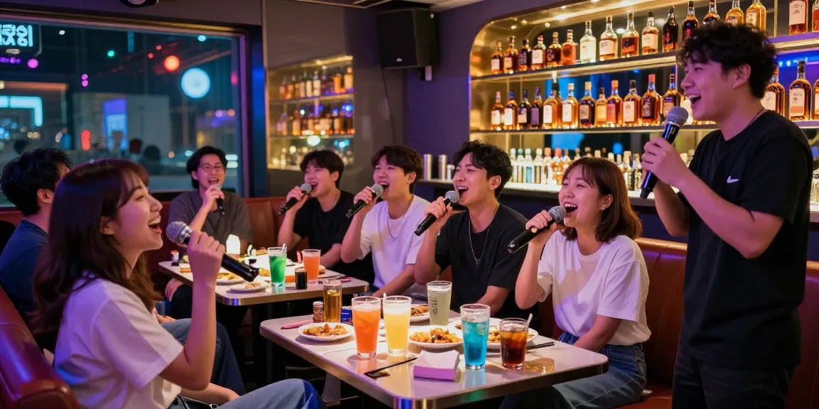 Exciting 제주유흥 experience in a karaoke room filled with laughter, drinks, and vibrant ambiance.