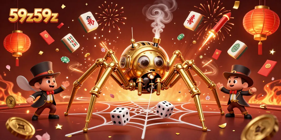 Catch the excitement at 59z59z as a golden spider ensnares luck in a vibrant casino scene.