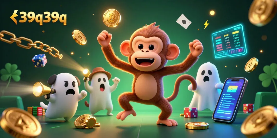 Experience thrilling casino action with 39q39q's playful poltergeist monkey juggling fortunes in this vibrant scene.