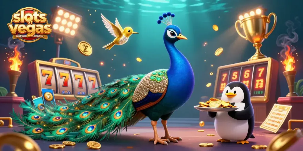 Engage with slots of vegas no deposit bonus codes in a vibrant 3D casino scene featuring vivid characters and game elements.