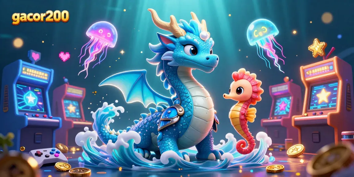 Engage with gacor200’s thrilling 3D gaming adventure featuring a water dragon and seahorse knight.