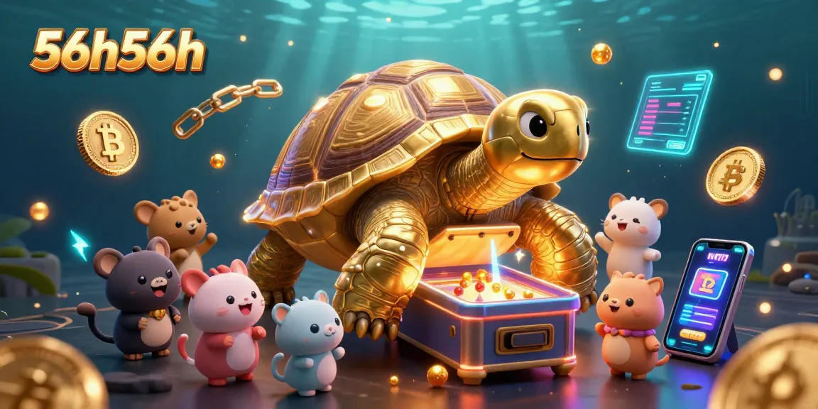 Engage with the vibrant 56h56h pinball tortoise in a thrilling crypto-themed casino scene.