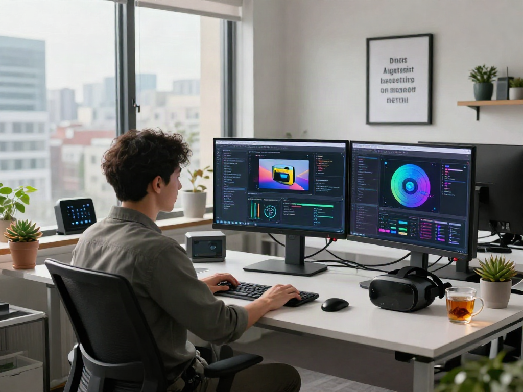 AI Image Detector tool in use by software engineer in modern workspace.