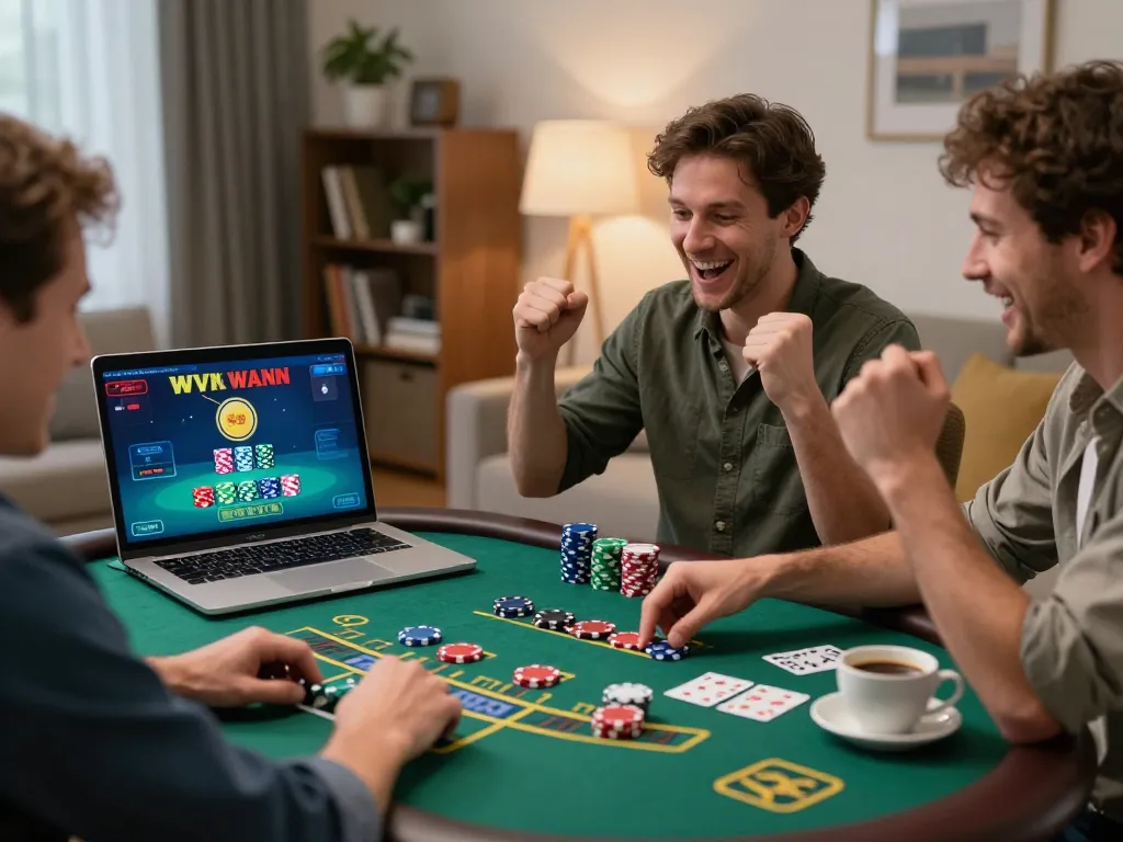 Kuwin player celebrating a win while playing live dealer blackjack at home