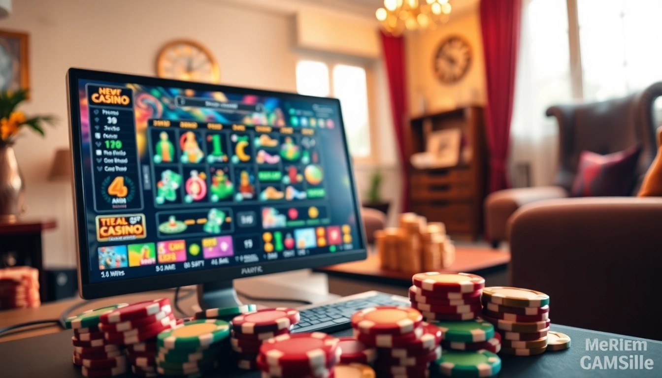 Erlebe spannende casino online spiele mit interaktiven Spieloberflächen und bunten Casinofarben.