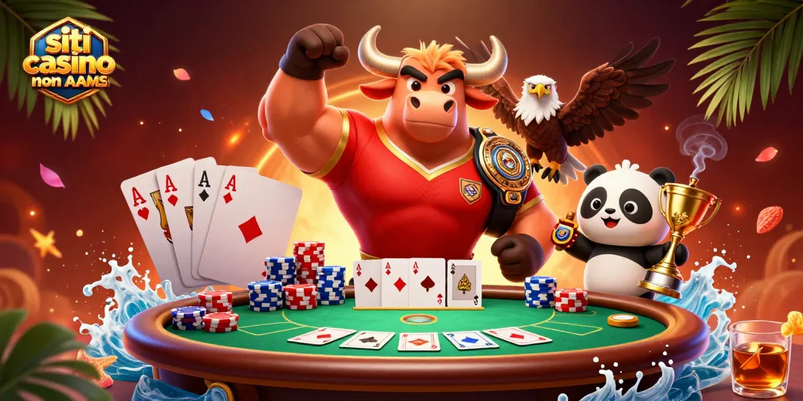 Illustrazione coinvolgente che mostra siti casino non AAMS con personaggi dinamici in una vivace scena di casinò.