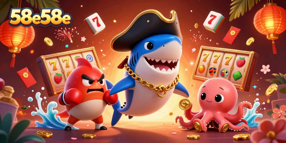 Engage with the 58e58e casino adventure featuring animated characters and exciting gaming symbols.