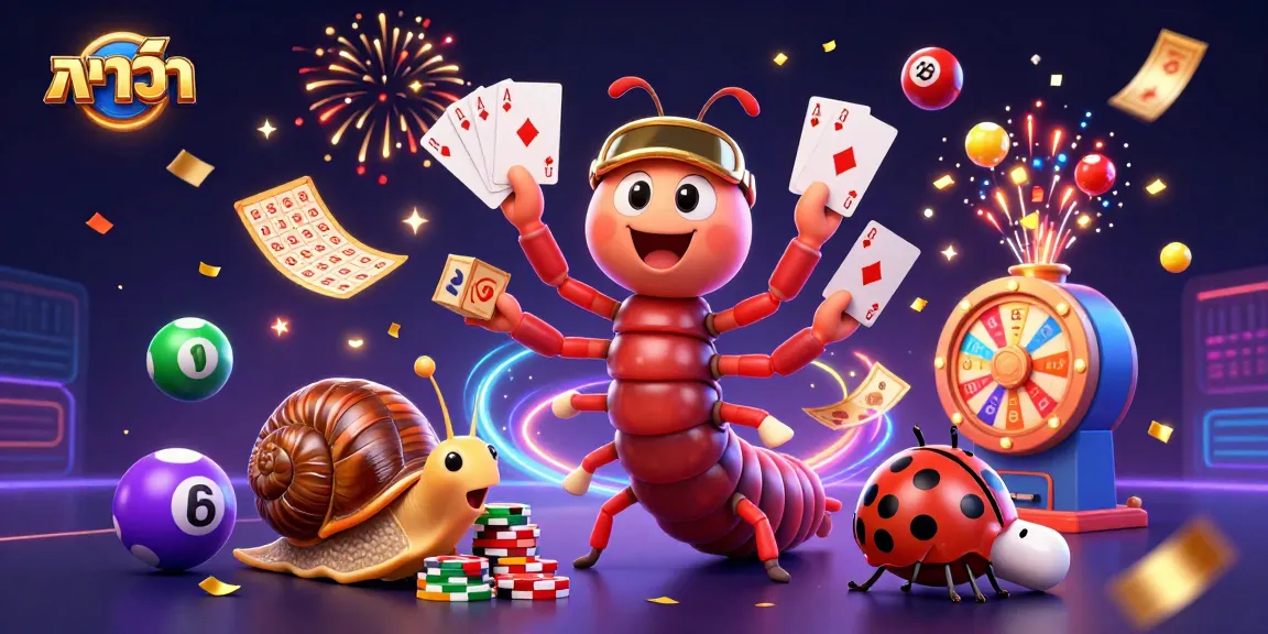 Engage with บาคาร่า as a millipede dealer showcases vibrant cards, confetti, and lively game elements.