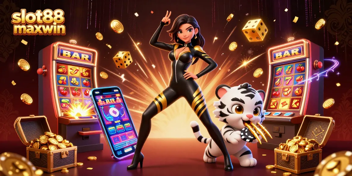 Nikmati slot88 maxwin dengan slot jackpot yang mendebarkan dan elemen kasino yang cerah dalam adegan 3D yang dinamis.