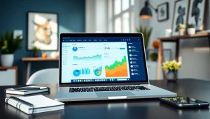 Engaging visual of the best smm panel interface on a laptop showcasing analytics and tools.