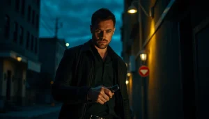 Engaging scene from A Deadly Chance showing a determined protagonist exploring a dark urban alley.