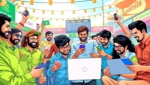 Exciting representation of best sports betting sites India with enthusiastic bettors analyzing odds.