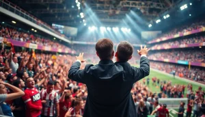 스포츠중계의 생생한 현장, 팬들이 열광하는 스포츠 중계를 즐기는 장면입니다.