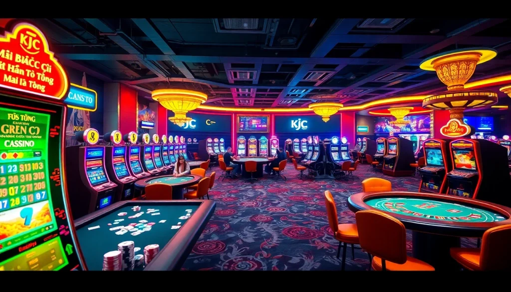 KJC AC 3 immersive casino experience with thrilling tables, dice, and slot machines.