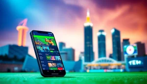 Engaging glimpse of the best sports betting sites India showcasing vibrant apps in an energetic urban setting.