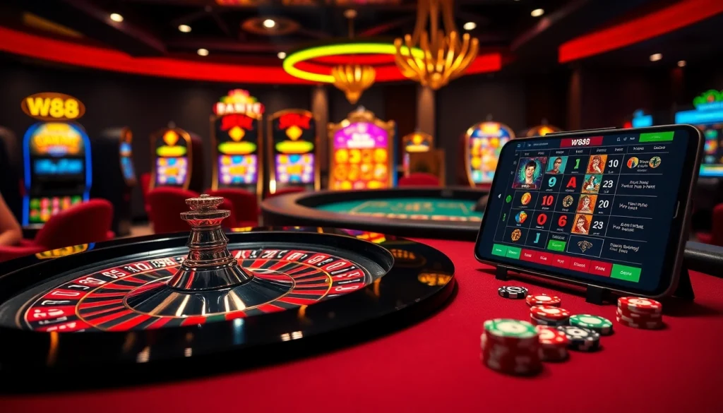 Experience thrilling gaming with W88 link at luxurious casino tables and slot machines.