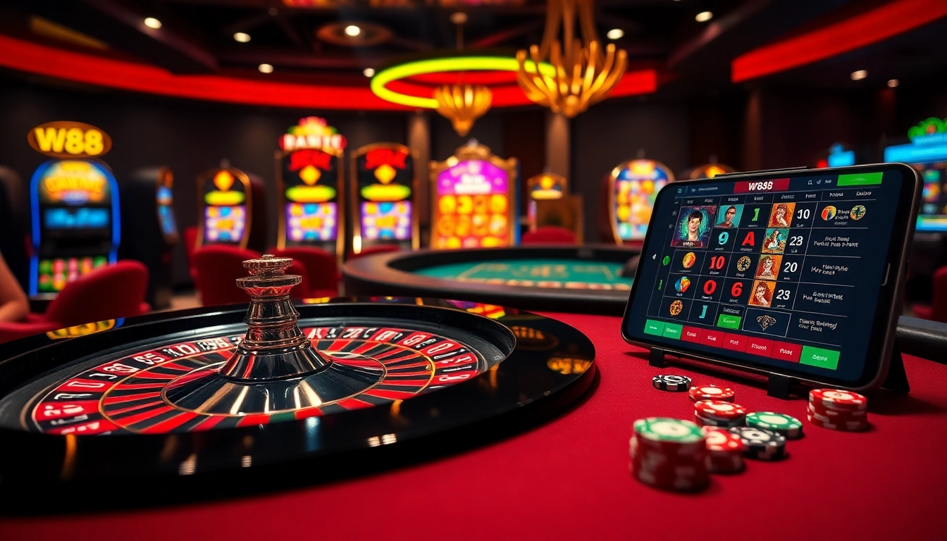 Experience thrilling gaming with W88 link at luxurious casino tables and slot machines.