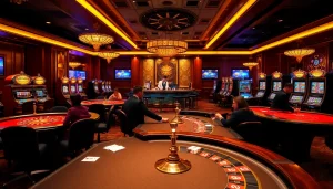 Gamblers enjoy a thrilling experience at 789f nhà cái with vibrant casino tables and poker action.