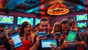 Engaging bettors using sports betting apps Alabama in a lively sports lounge.