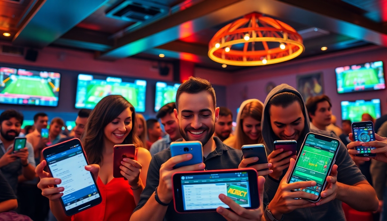 Engaging bettors using sports betting apps Alabama in a lively sports lounge.